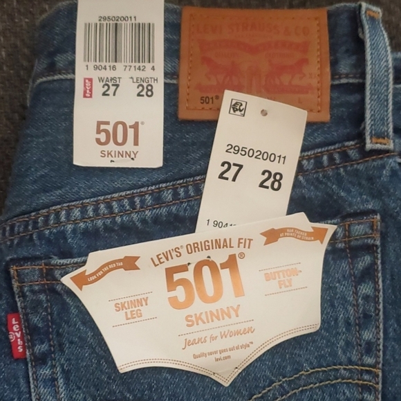 LEVI'S 501 Cone Mills, White Oak, Selvedge Button-fly Skinny Jeans Sz 27x28 - Picture 10 of 10